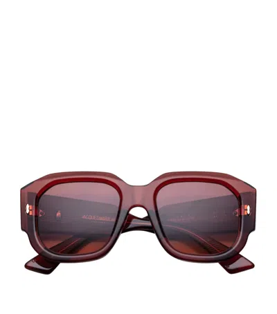 Jacques Marie Mage Lacy Square Sunglasses In Brown