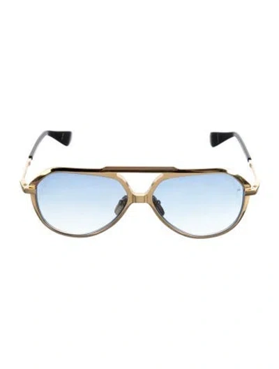 Pre-owned Jacques Marie Mage Maxime Aviator Sunglasses In Black/gold