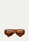 Jacques Marie Mage Men's Clyde Acetate Oval Sunglasses In Camel