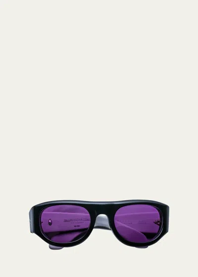 Jacques Marie Mage Men's Clyde Acetate Oval Sunglasses In Purple