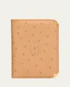 Jacques Marie Mage Men's Elston Ostrich Trifold Wallet In Natural