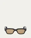 Jacques Marie Mage Men's Fellini Square Sunglasses In Noir