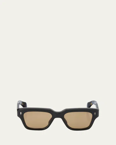 Jacques Marie Mage Men's Fellini Square Sunglasses In Noir