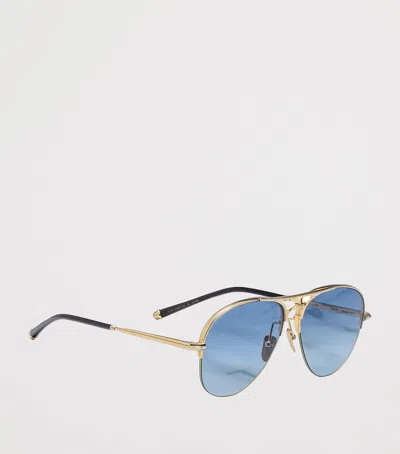 Jacques Marie Mage Metal Amelia Aviator Sunglasses In Gold