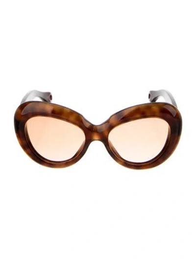 Pre-owned Jacques Marie Mage Monarch Cat-eye Sunglasses In Brown