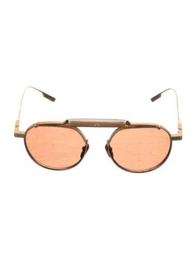 Pre-owned Jacques Marie Mage Quanah Round Sunglasses In Gold