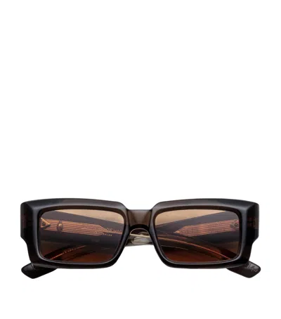 Jacques Marie Mage Quant Rectangle Sunglasses In Brown