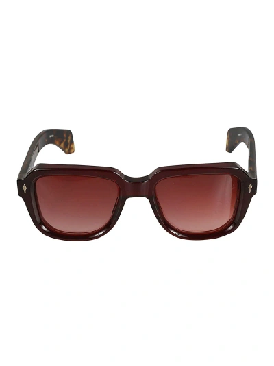 Jacques Marie Mage Square Thick Sunglasses In Burgundy