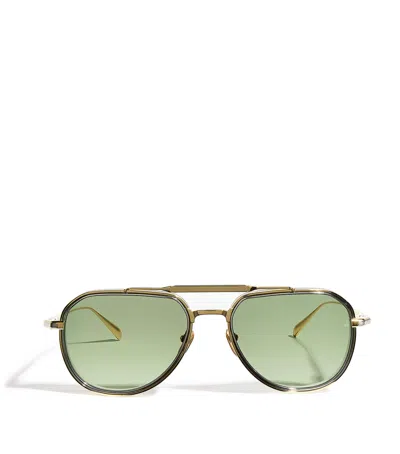 Jacques Marie Mage Titanium Commander Sunglasses In Green