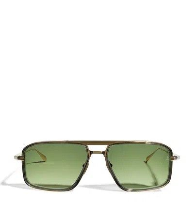Jacques Marie Mage Titanium Earl Aviator Sunglasses In Green