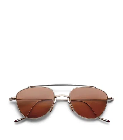 Jacques Marie Mage Titanium Flynn Aviator Sunglasses In Brown
