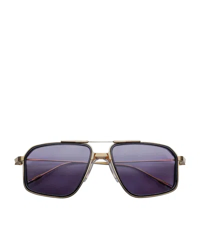 Jacques Marie Mage Titanium Jagger Aviator Sunglasses In Brown