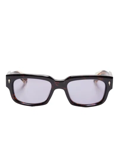 Jacques Marie Mage Tortoiseshell Rectangle Sunglasses In Brown
