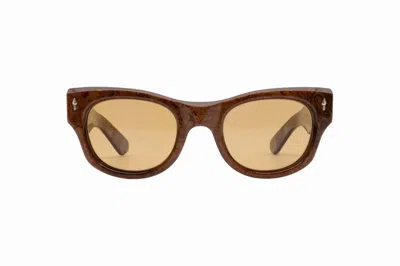 Jacques Marie Mage Truckee Round Frame Sunglasses In Brown