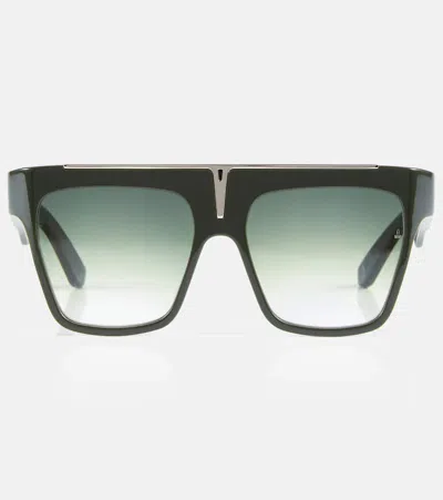 Jacques Marie Mage Selini Flat-brow Sunglasses In Dark Green/silver