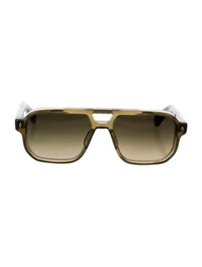 Pre-owned Jacques Marie Mage X Yellowstone Grayling Aviator Sunglasses In Green