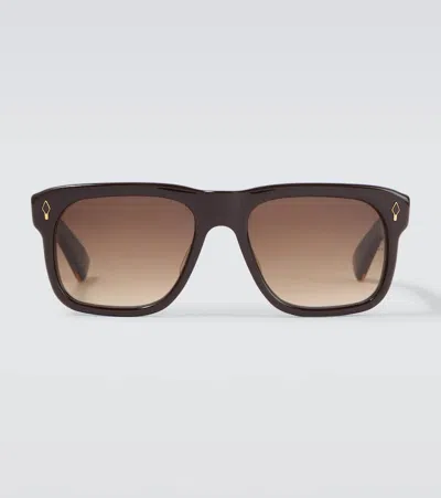 Jacques Marie Mage Yves Square Sunglasses In Brown
