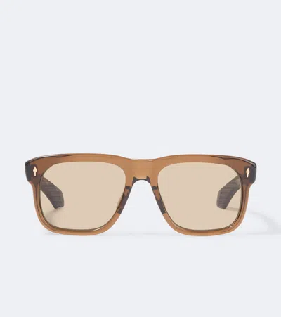 Jacques Marie Mage Yves Square Sunglasses In Brown