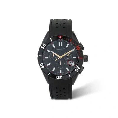Pre-owned Jacques Mouw Swiss Watch Chronograph High Quality Quartz Black Rubber Strap