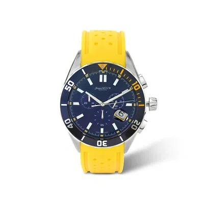 Pre-owned Jacques Mouw Swiss Watch Chronograph High Quality Quartz Yellow Rubber Strap