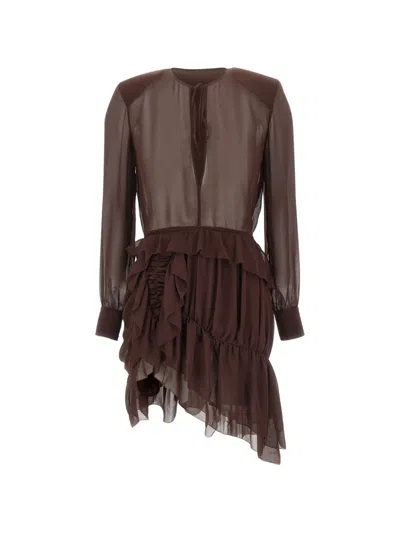Jacques Ruffled Mini Dress In Brown