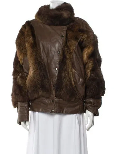 Pre-owned Jacques Saint Laurent Biker Jacket In Brown