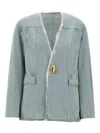 Jacques Shearling Denim Jacket In Blue