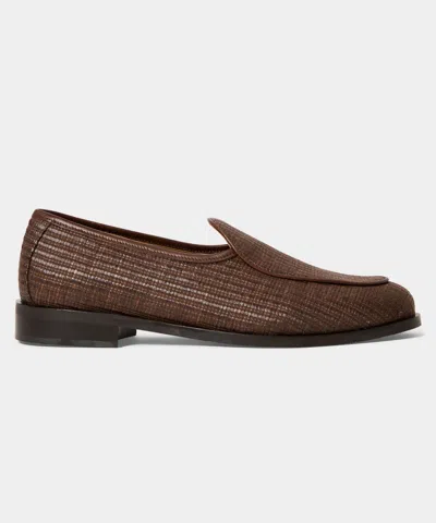 Jacques Solovire Raffia Anorio Loafer In Brown