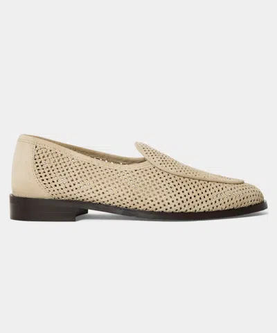 Jacques Solovire Suede Fishnet Loafer In Cream