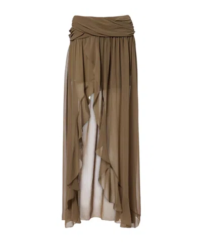 Jacques Wei Asymmetric Draped Maxi Skirt In Green