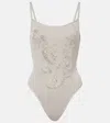 Jacques Wei Beaded Bodysuit In Gray
