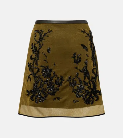 Jacques Wei Beaded Floral Miniskirt In Green