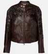 Jacques Wei Beaded Leather Jacket In Brown