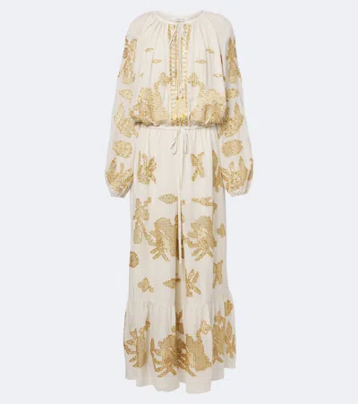 Jacques Wei Beaded Maxi Dress In White