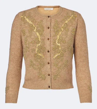 Jacques Wei Beaded Wool And Alpaca-blend Cardigan In Brown