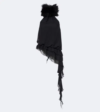 Jacques Wei Chiffon Halterneck Top In Black
