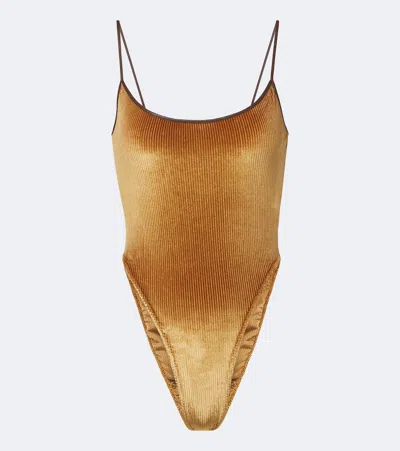 Jacques Wei Corduroy Bodysuit In Brown