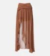 Jacques Wei Draped Asymmetric Maxi Skirt In Brown