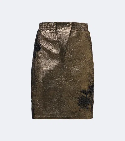 Jacques Wei Embellished Brocade Miniskirt In Brown
