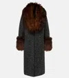 Jacques Wei Embellished Shearling-trimmed Coat In Gray