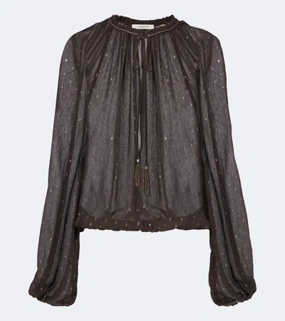 Jacques Wei Embellished Sheer Blouse In Black