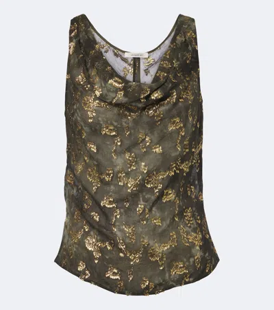 Jacques Wei Embellished Silk-blend Top In Green