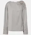 Jacques Wei Embellished Wool Blouse In Grey