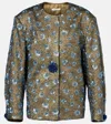 Jacques Wei Floral Sequined Oversized Jacket In Green