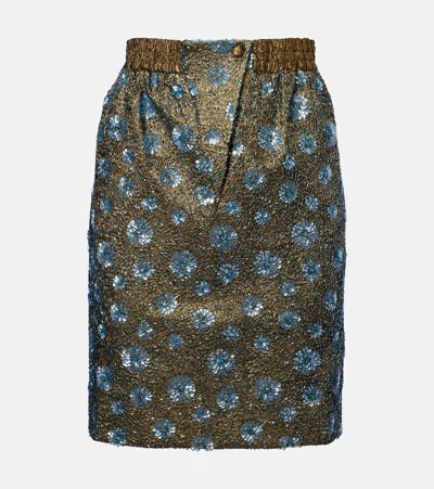Jacques Wei Floral Sequined Pencil Skirt In Green
