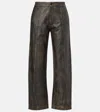 Jacques Wei High-rise Leather Wide-leg Pants In Brown