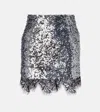 Jacques Wei Lace-trimmed Sequined Miniskirt In Silver