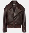 Jacques Wei Leather Biker Jacket In Brown