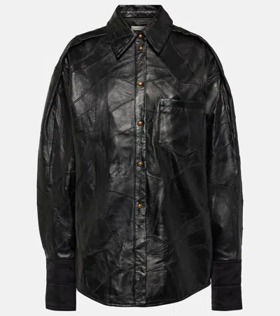 Jacques Wei Leather Shirt In Black