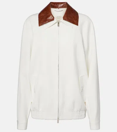 Jacques Wei Leather-trimmed Bomber Jacket In White